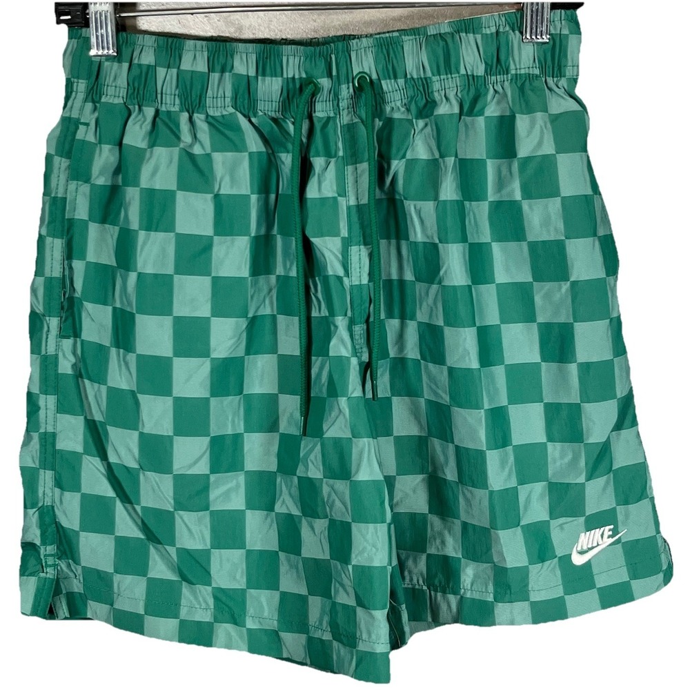 Nike Shorts Checkered Club Flow Casual Athletic Sz Small Green FN3098-365 New
